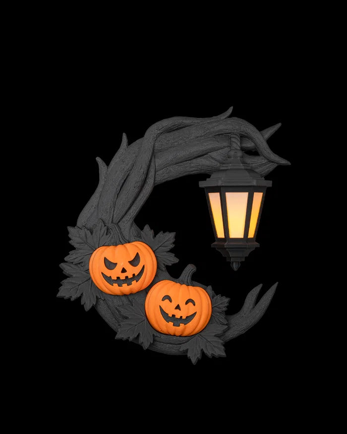 Spooky Crescent Wreath – Halloween Lantern Display