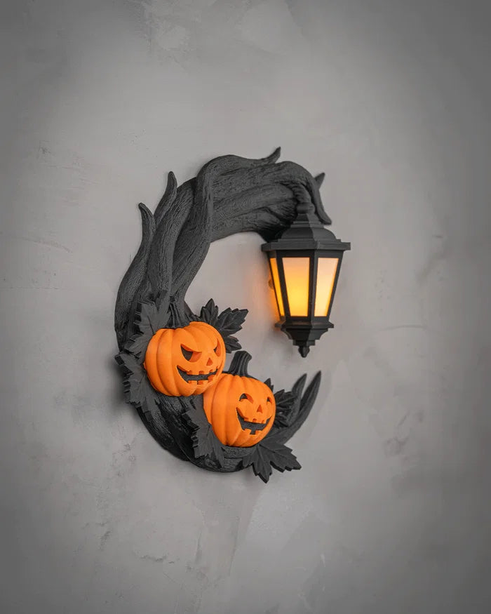 Spooky Crescent Wreath – Halloween Lantern Display