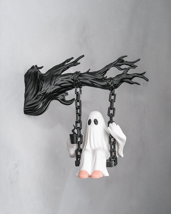Ghost on a Swing – Spooky Wall Mount Decor