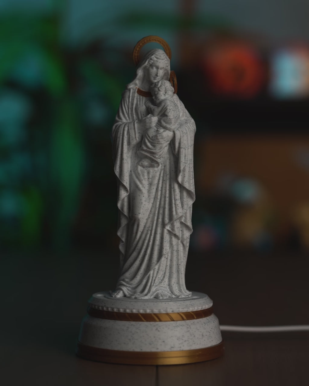Mary and Child Illuminated Statue
