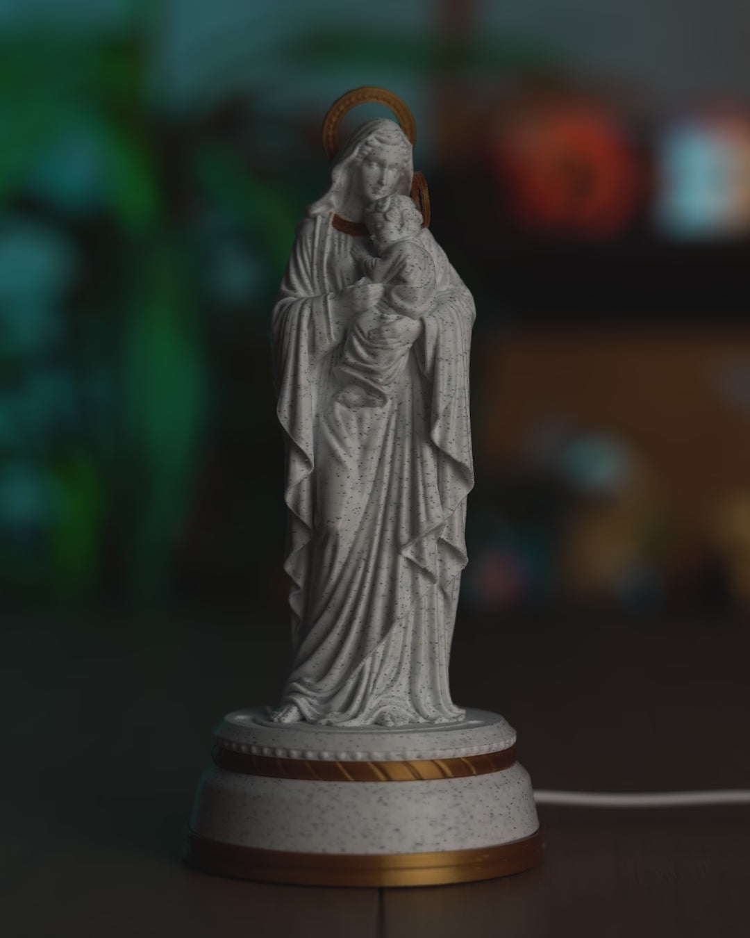 Mary and Child Illuminated Statue