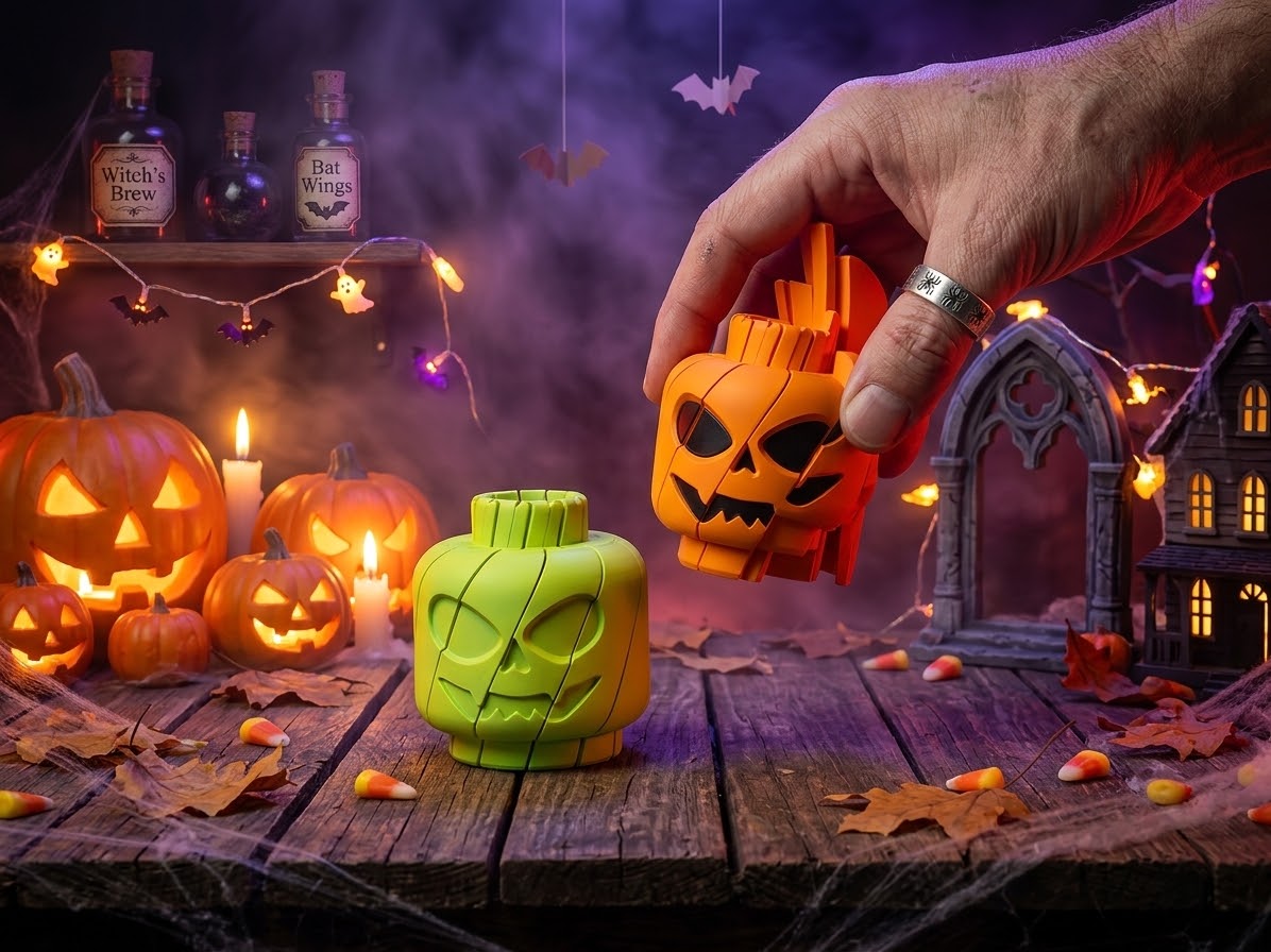 Pumpkin Grenade / Minifig Head Twisty Fidget"