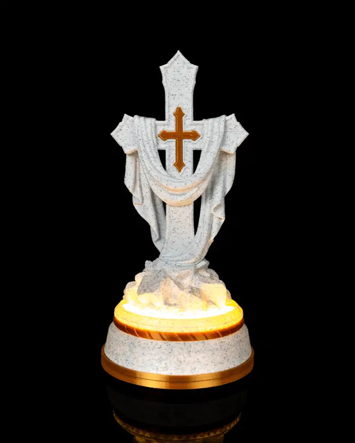 Draped Cross Illuminated Statue